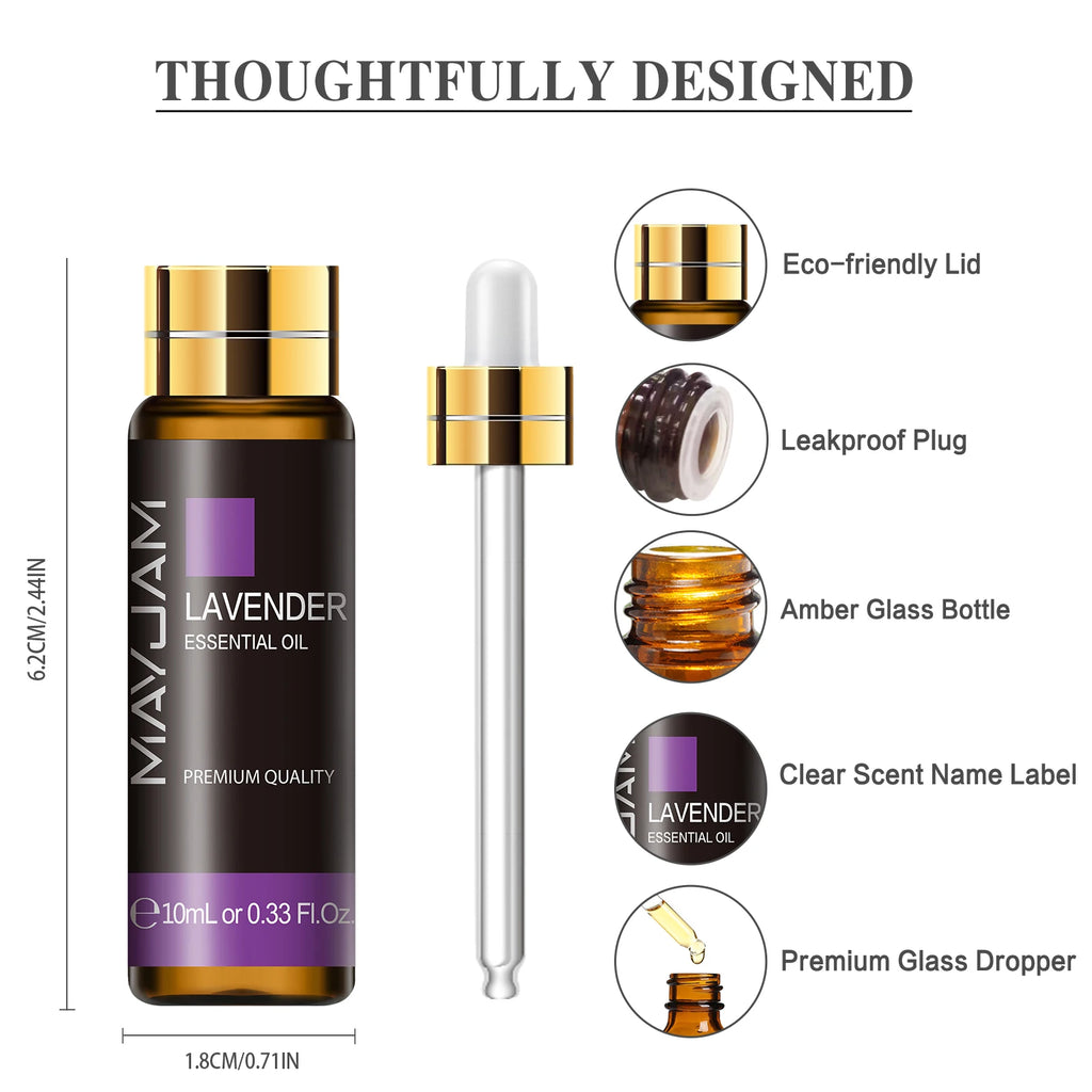 10Ml Pure Plant Essential Oil for Humidifier Diffusers Mint Lavender Tea Tree Rose Vanilla Sandalwood Jasmine Pure Nature Oil